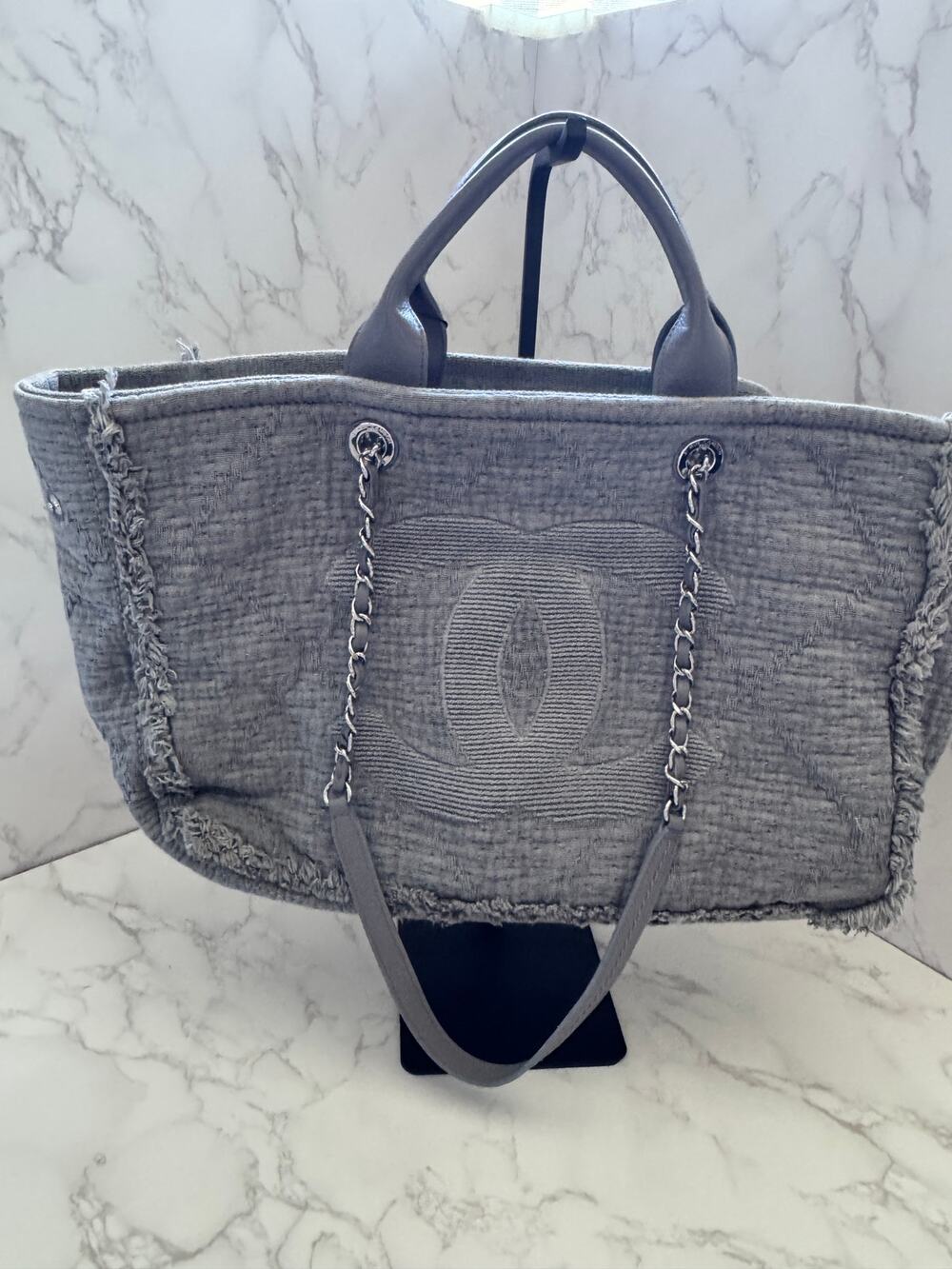 Chanel Deauville Tote in Quilted Canvas & Fringe